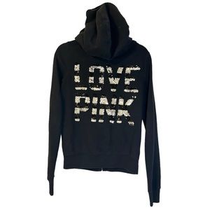 Victoria secret PINK bling sequins Love Pink Zip up hoodie size small sequins